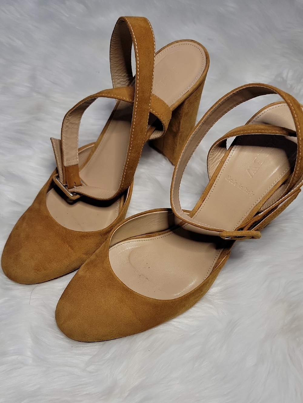 J.Crew Mustard Suede Block Heel Size 10